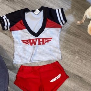 Xs winghouse crop top and xs red shorts